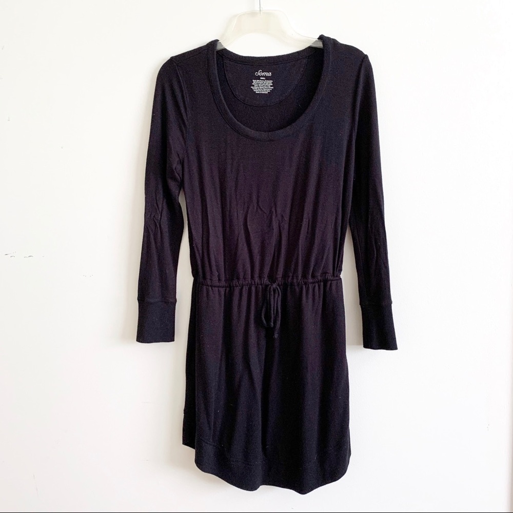 Soma Long Sleeve Jersey Lounge Dress Black small